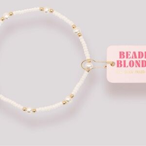 BEADED BLONDES Luster White Pearl Anklet